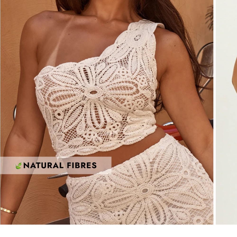 White Lace One-Shoulder Top and Skirt Set